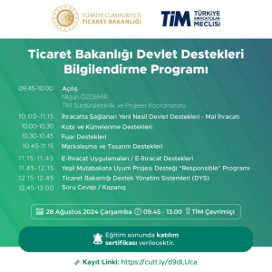 Ticaret Bakanlığı Devlet Destekleri Bilgilendirme Programı 